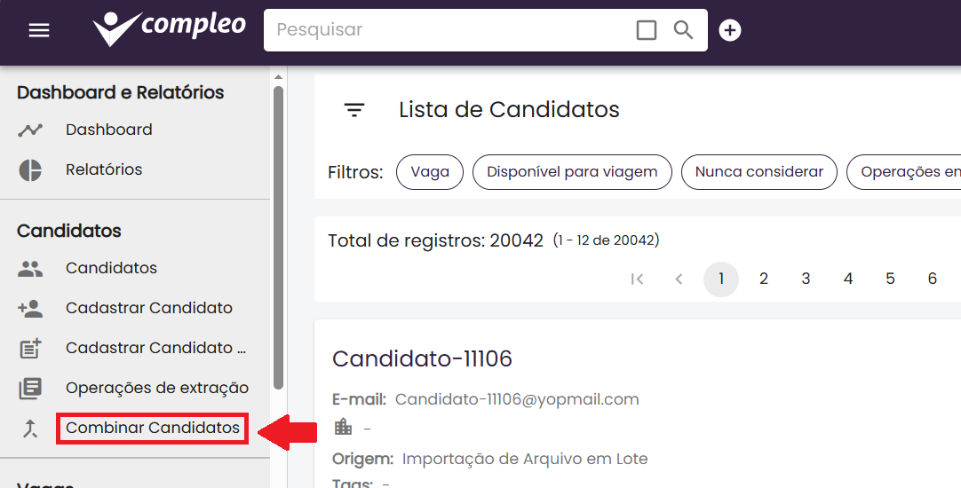 Definição do candidato principal
