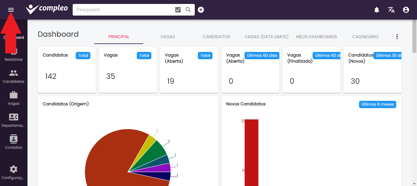 Botão Configurações