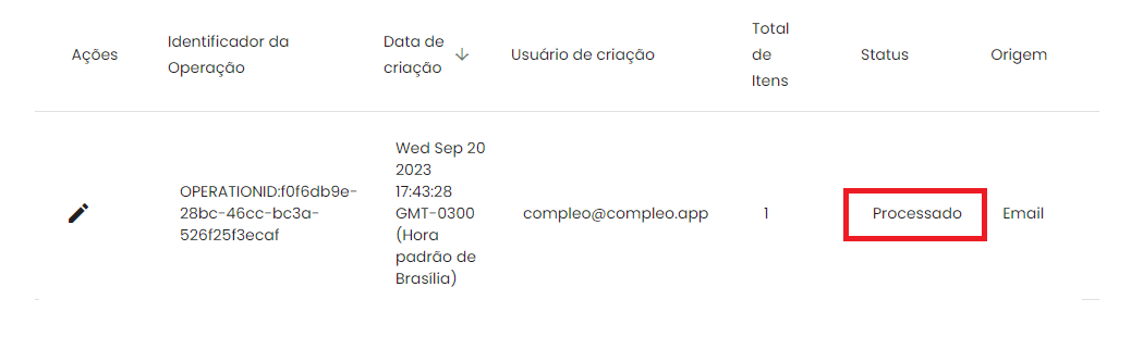 Aviso sobre processamento automático