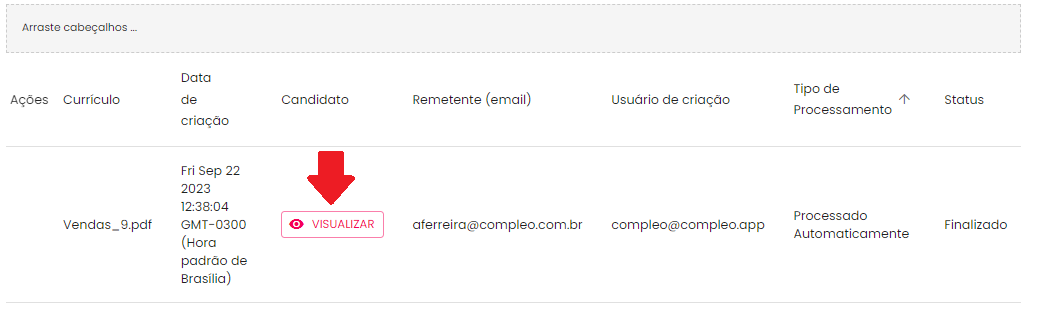 Aviso sobre processamento automático