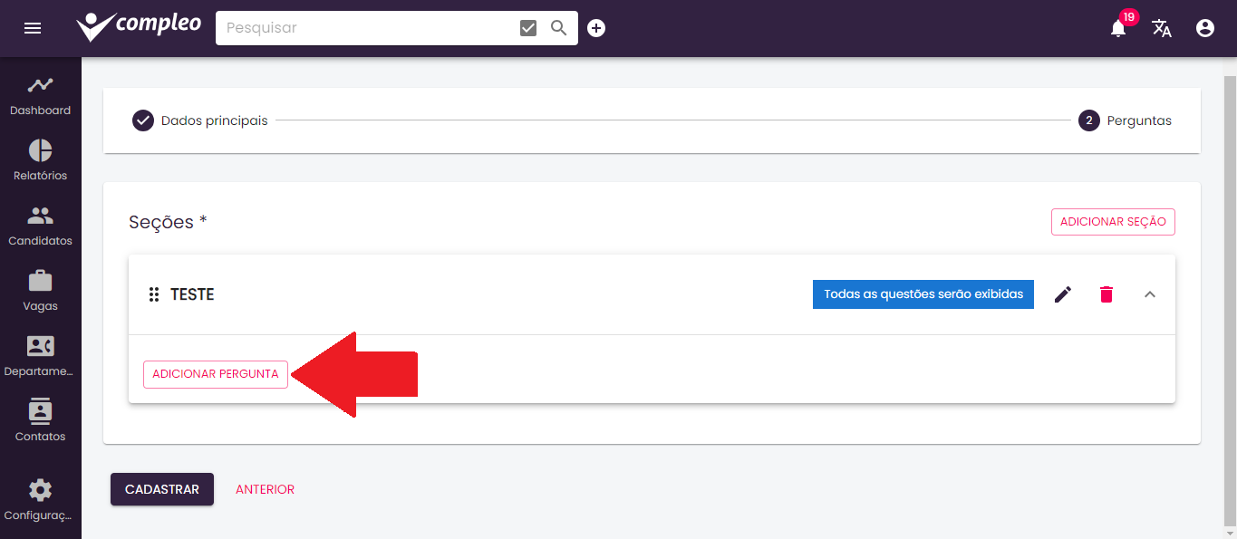 Seção de perguntas - opção mostrar todas